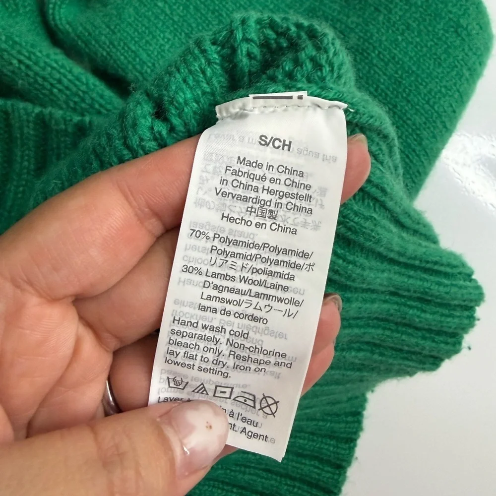 J. Crew Women’s Green Ribbed Crew Neck Cable Knit Sweater Sz Small - Picture 11 of 11
